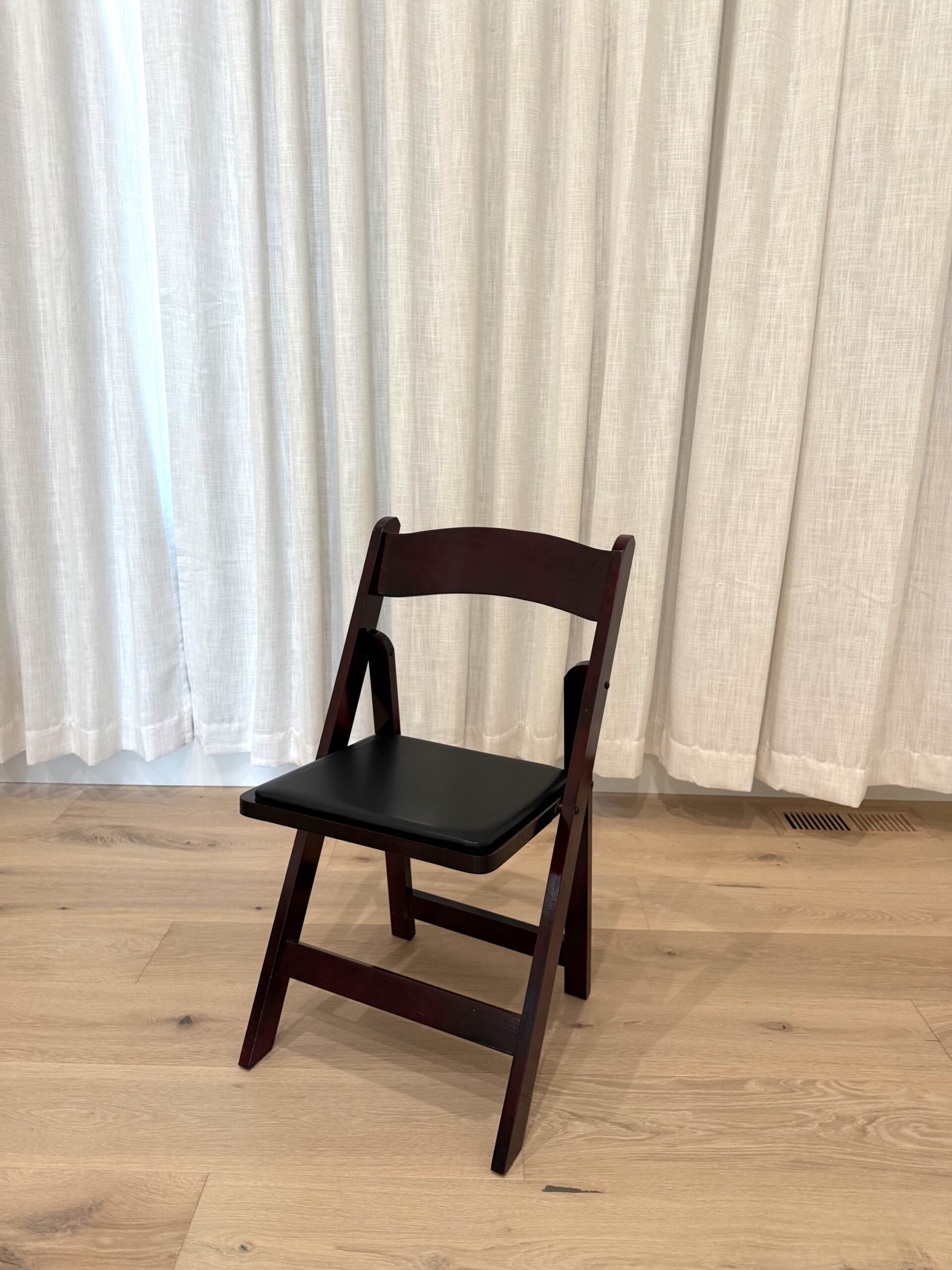 Featured image for “Fruitwood Folding Chair (black cushion)”